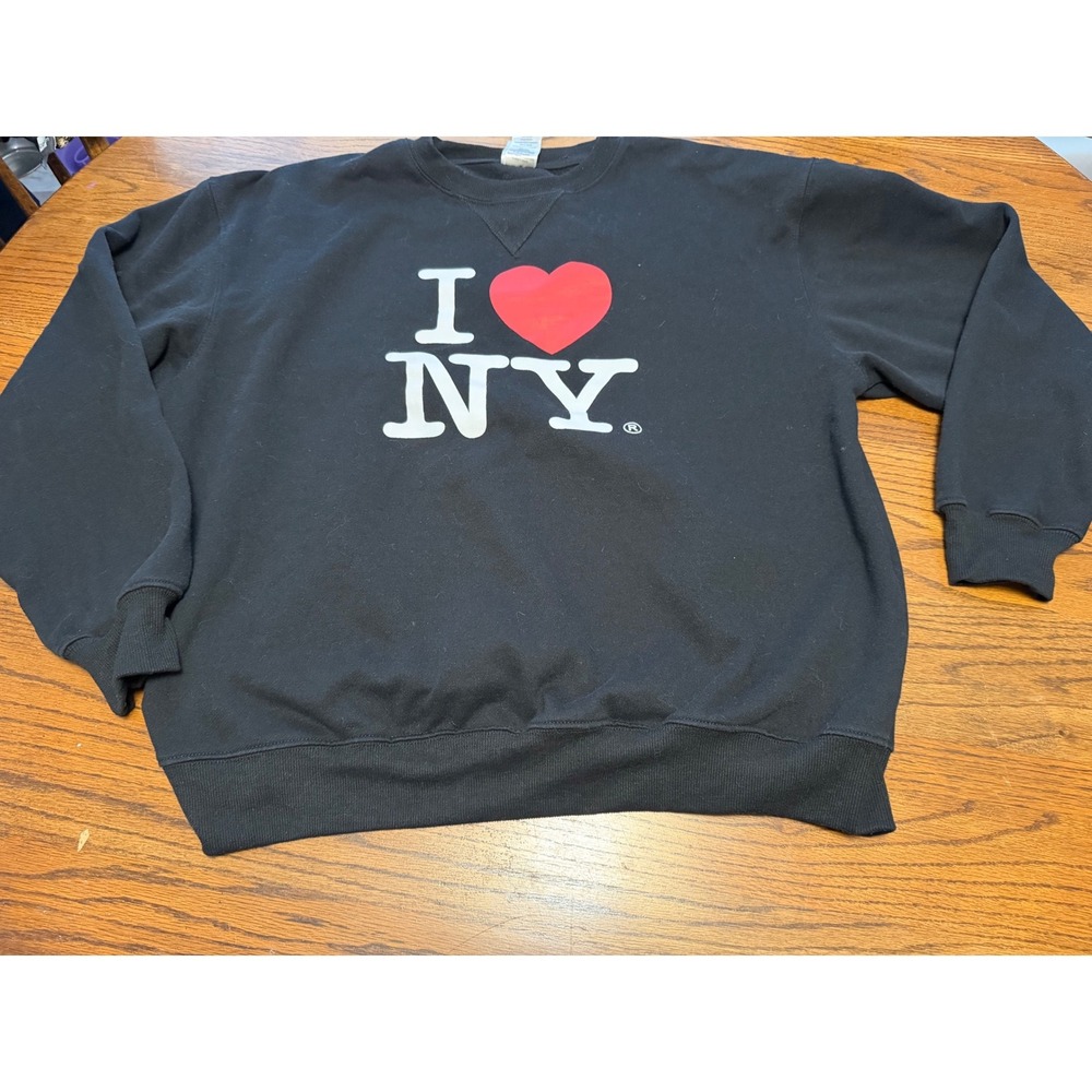 I Love NY Officially Licensed Black Crewneck Sweatshirt XL Graphic Heart Logo